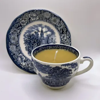 Vintage Teacup Beeswax Candle 'Liberty Blue' - Image 2