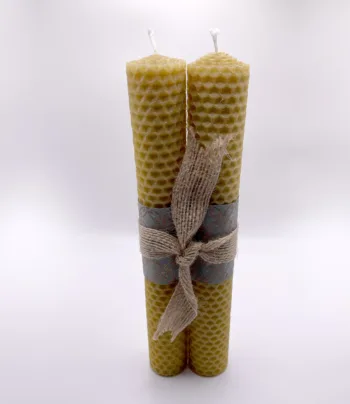 Natural Hand Rolled Tall Beeswax Candles {set of two} - Image 2