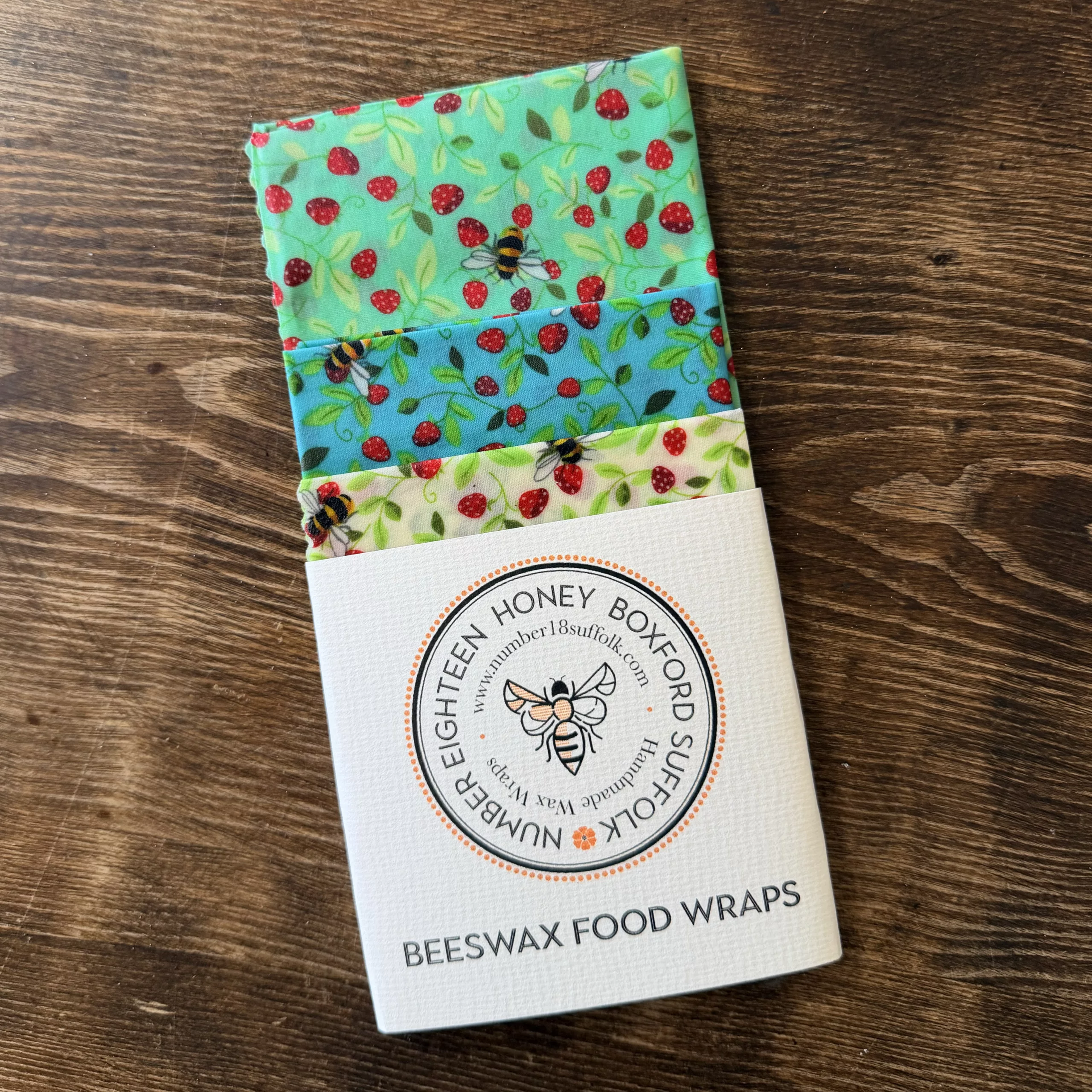 Wax Wraps Mixed Sizes Strawberries and Bees