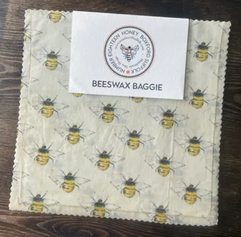 Beeswax Wax Wrap Baggie Bumblebees on Cream