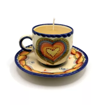 Vintage Espresso Cup Beeswax Candle 'Cockerel' - Image 2