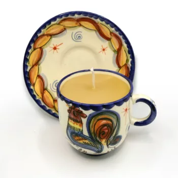 Vintage Espresso Cup Beeswax Candle 'Cockerel' - Image 3