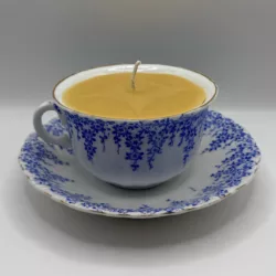 vintage teacup candle blue dainty