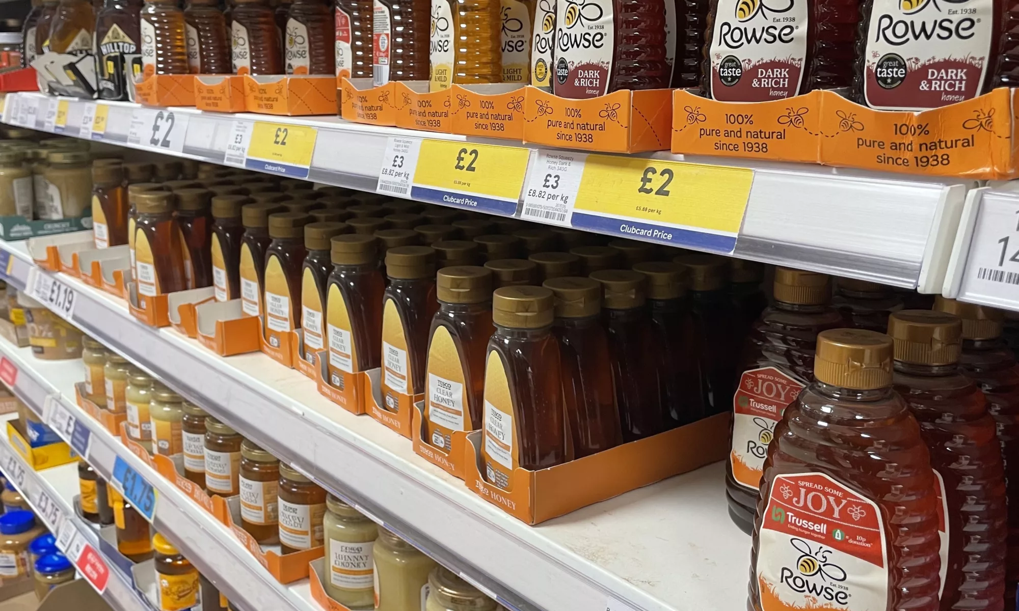 The honey aisle at Tesco